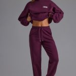 Relaxed Mid-Rise Joggers in Grape - Image 5
