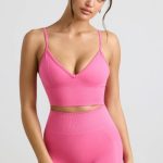 V-Neck Define Luxe Sports Bra in Hot Pink