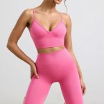 V-Neck Define Luxe Sports Bra in Hot Pink - Image 7