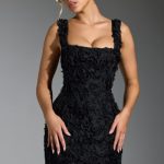 Floral-Appliqu?? Corset Mini Dress in Black - Image 10