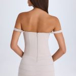 Off-Shoulder Corset Mini Dress in Taupe - Image 4