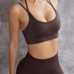 Scoop Neck Sports Bra in Brown - Image 5
