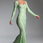 Embellished Fishtail Maxi Dress in Pistachio - Image 5
