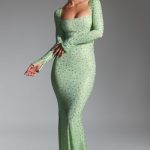 Embellished Fishtail Maxi Dress in Pistachio - Image 7