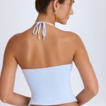 Open-Front Halterneck Top in Periwinkle Blue - Image 2