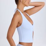 Open-Front Halterneck Top in Periwinkle Blue - Image 3