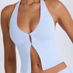 Open-Front Halterneck Top in Periwinkle Blue - Image 4