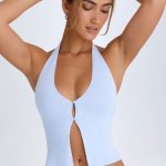 Open-Front Halterneck Top in Periwinkle Blue - Image 5