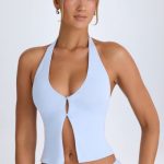 Open-Front Halterneck Top in Periwinkle Blue - Image 6