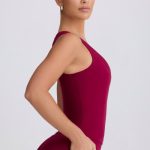 Soft Active V-Neck Tank Top in Burgundy - Image 4
