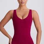 Soft Active V-Neck Tank Top in Burgundy - Image 7