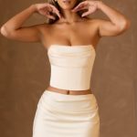 Draped Mid-Rise Mini Skirt in Ivory - Image 6