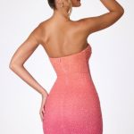 Embellished Strapless Mini Dress in Red and Orange Ombr?? - Image 2