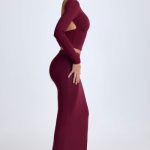 Modal Low-Rise Maxi Skirt in Wine Red - Image 3
