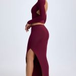 Modal Low-Rise Maxi Skirt in Wine Red - Image 8