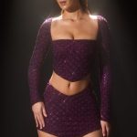 Embellished Asymmetric Crop Top in Deep Purple - Image 6