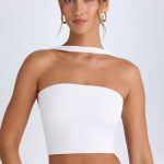 Choker-Detail Bandeau Top in White - Image 2