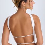 Choker-Detail Bandeau Top in White - Image 4