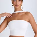 Choker-Detail Bandeau Top in White - Image 5
