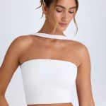 Choker-Detail Bandeau Top in White - Image 6