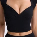 Ruched Cap-Sleeve Top in Black - Image 4