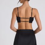 Ruffle-Trim Smocked Crop Top in Black - Image 2