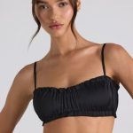 Ruffle-Trim Smocked Crop Top in Black - Image 4