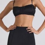 Ruffle-Trim Smocked Crop Top in Black - Image 5