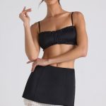 Ruffle-Trim Smocked Crop Top in Black - Image 7