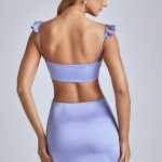 Cut Out Satin Mini Dress in Blue Lavender - Image 2