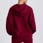 Oversized Zip-Up Hoodie in Burgundy - Image 3