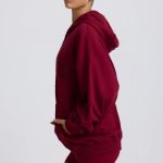 Oversized Zip-Up Hoodie in Burgundy - Image 4