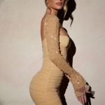 Embellished Long Sleeve Mini Dress in Gold - Image 3
