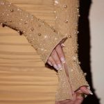 Embellished Long Sleeve Mini Dress in Gold - Image 5