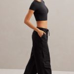 Wide Leg Cargo Trousers in Black - Image 2
