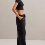 Wide Leg Cargo Trousers in Black - Image 9