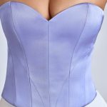 Strapless Lace-Up Satin Corset in Blue Lavender - Image 4