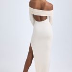 Modal Off-Shoulder Open-Back Maxi Dress in Ivory - Image 3