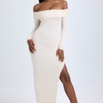Modal Off-Shoulder Open-Back Maxi Dress in Ivory - Image 7