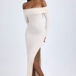 Modal Off-Shoulder Open-Back Maxi Dress in Ivory - Image 8