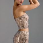 Embellished Low-Rise Micro Mini Skirt in Almond - Image 3