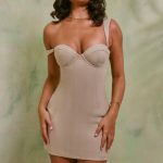 Lace Up Back Linen Mini Dress in Sand