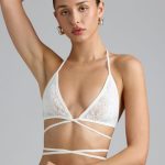 Embellished Cross-Strap Bikini Top in Ivory - Image 2