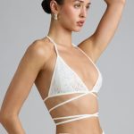 Embellished Cross-Strap Bikini Top in Ivory - Image 3