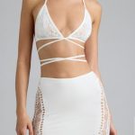 Embellished Cross-Strap Bikini Top in Ivory - Image 4