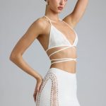 Embellished Cross-Strap Bikini Top in Ivory - Image 10