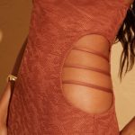 Cut Out Halter Neck Mini Dress in Rust - Image 4