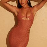 Cut Out Halter Neck Mini Dress in Rust - Image 6