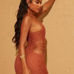 Cut Out Halter Neck Mini Dress in Rust - Image 9