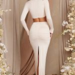 Asymmetric Draped Maxi Skirt in Cream - Image 2